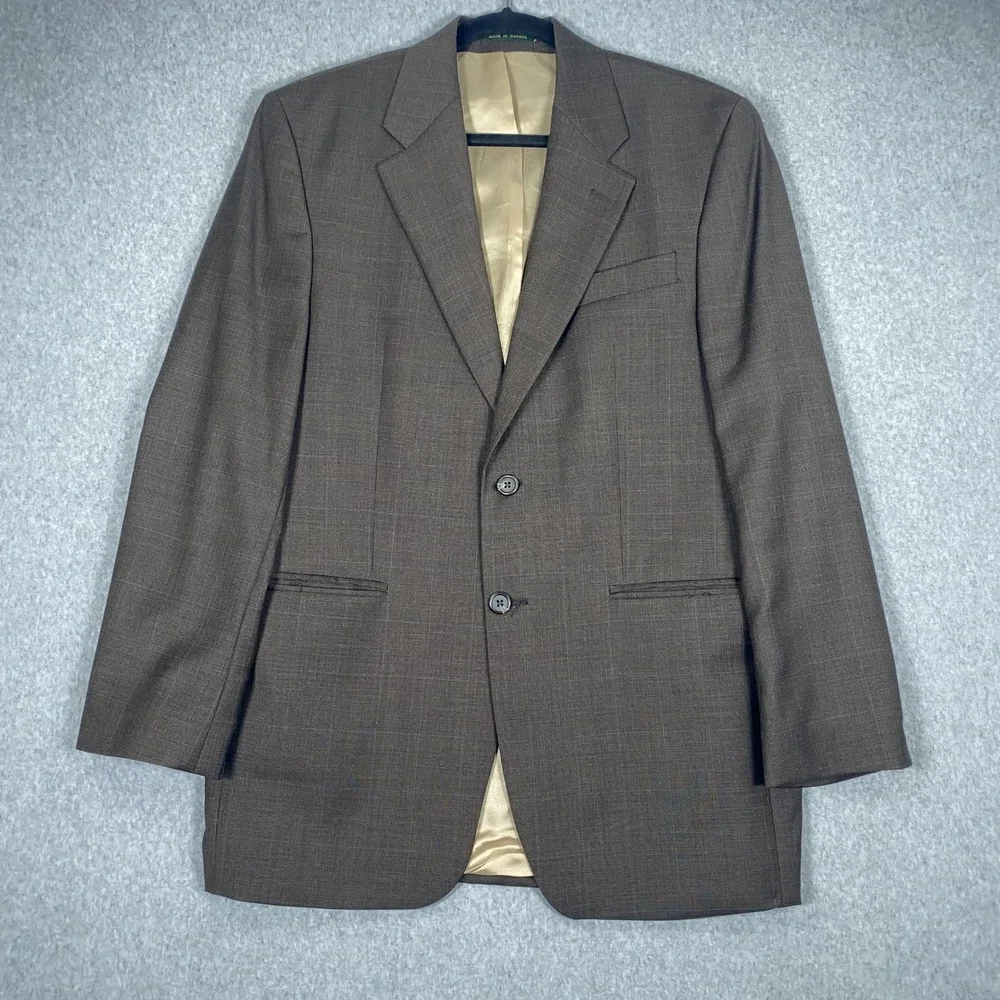 Lauren Ralph Lauren Blazer Mens 38R Brown Glen Plaid 100% Wool Sport Coat